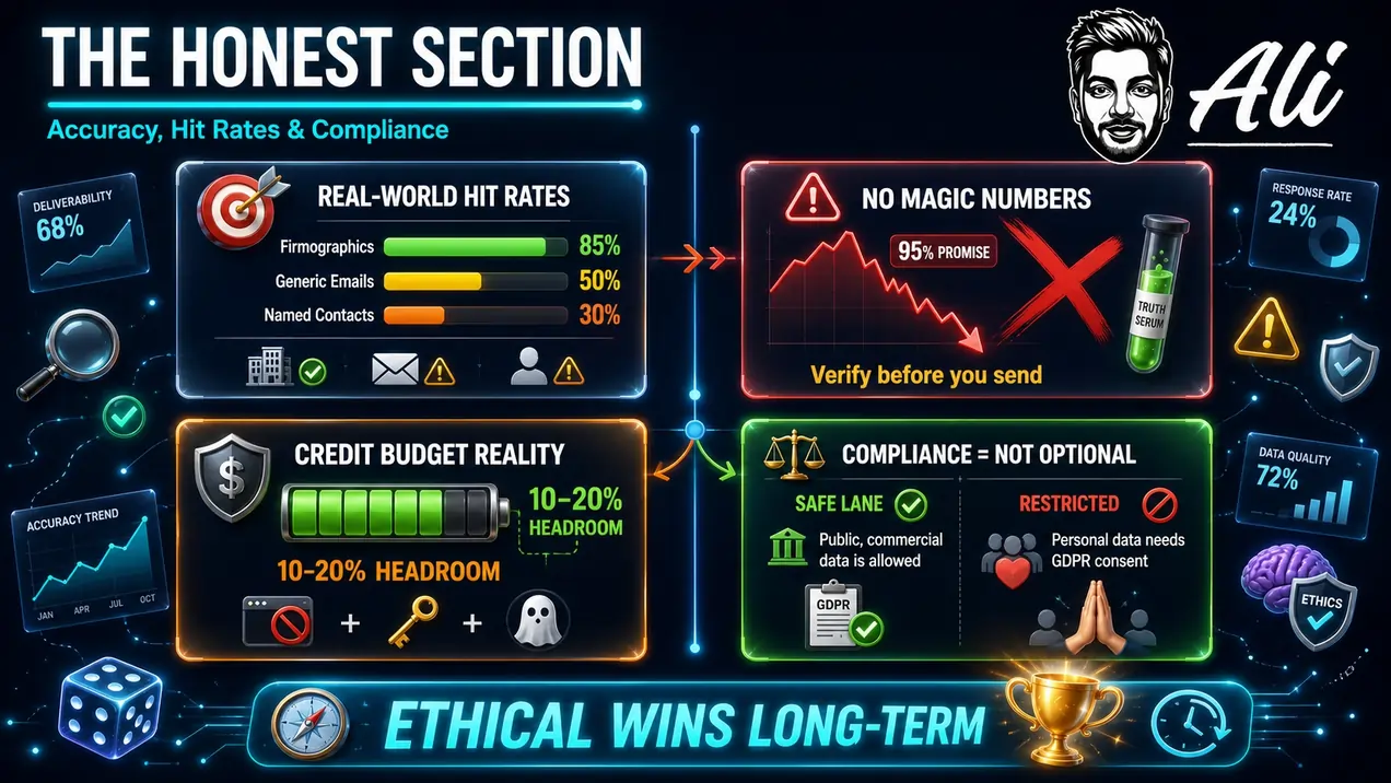 Firecrawl Lead Generation Playbook: Methods, Prompts and Costs 6 Ali's Honest Verdict on Firecrawl Accuracy, Hit Rates, and Compliance