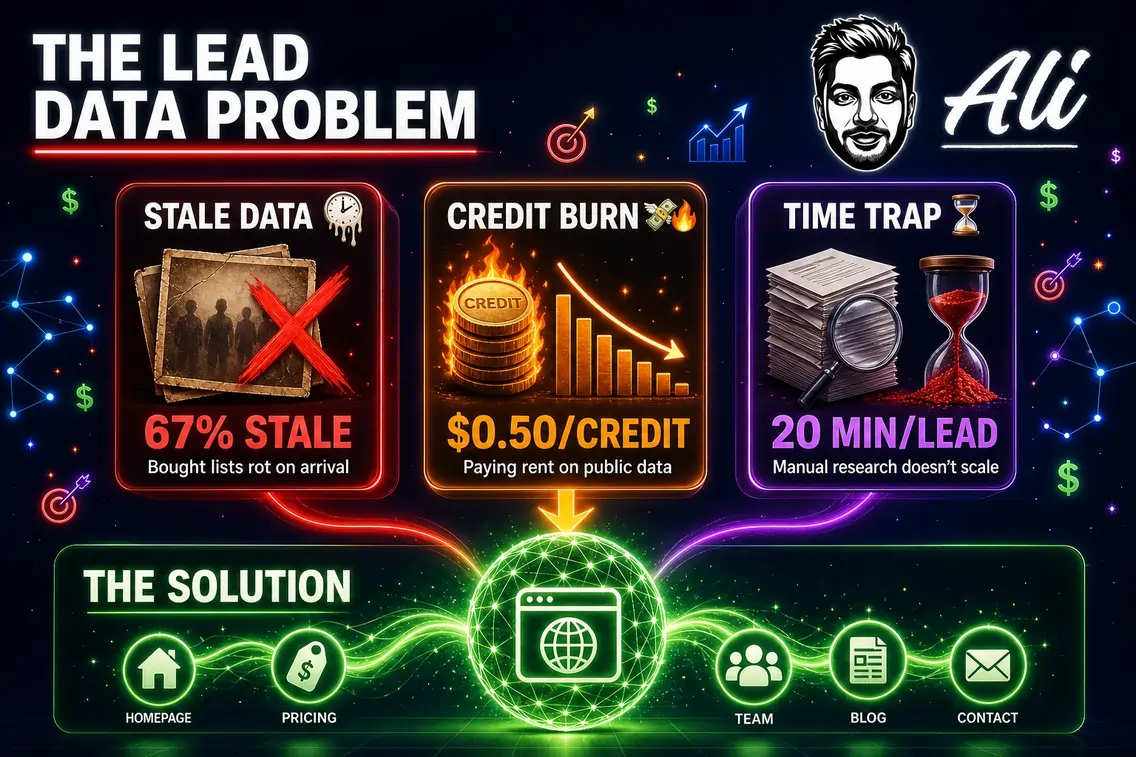 Firecrawl Lead Generation Playbook: Methods, Prompts and Costs 1 Lead Data Problem