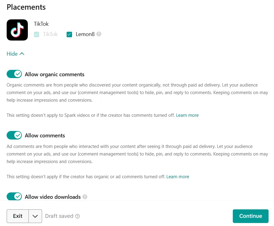 TikTok Ads Manager Guide 2026: Setup, Pixel, Budgets & Ads 12 Building TikTok Ad Group Placement
