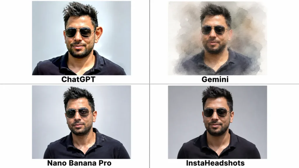 InstaHeadshots Coupon Code: AFFINCO10 Gets You 10% Off Now 5 ChatGPT Vs Nano Banana Pro Vs Gemini Vs InstaHeadshots
