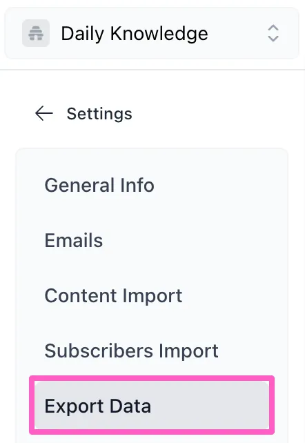 beehiiv vs Substack 2026: Pricing, Features, SEO & API Tools 14 Navigating Export Option in beehiiv